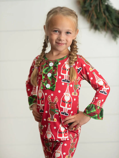 Santa Reindeer Ruffle Pajamas