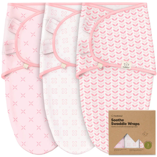 set of three pink baby swaddles 