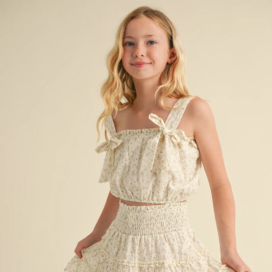 tween crop top and skirt outfit