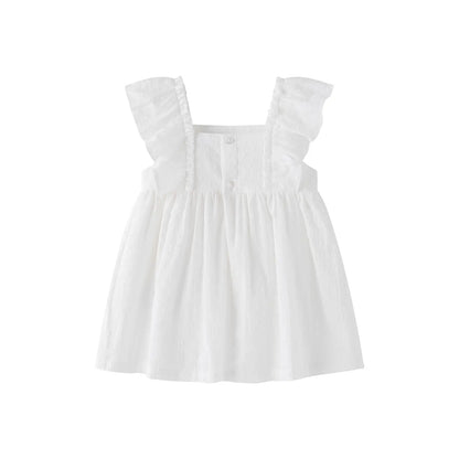 White Ruffle Strap Dress - Baby