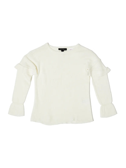 White Pullover Ruffle Sweater
