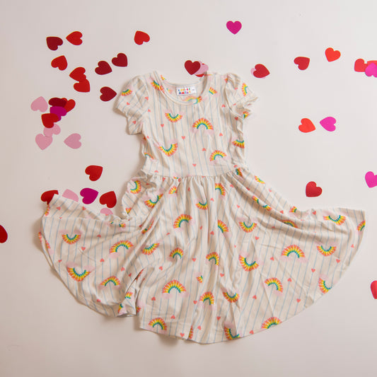 White Dress with Rainbows