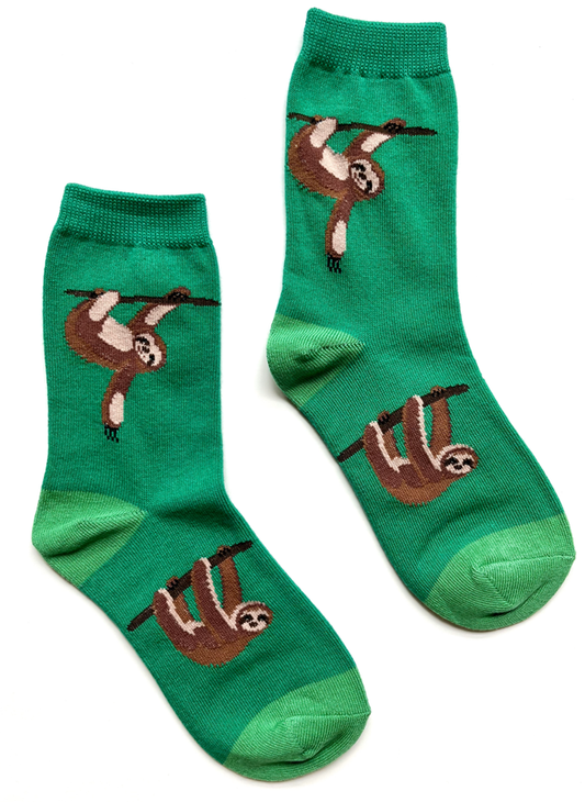 green kids crew socks with sloths