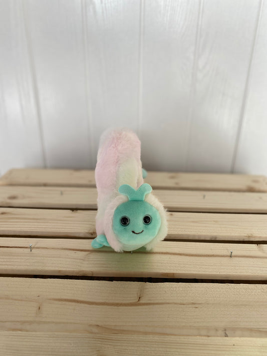 teal and white tie dye inchworm plush toy